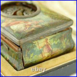 Juvenia Vintage Wood Singing Bird Box With Victorian Painting For Parts/repairs