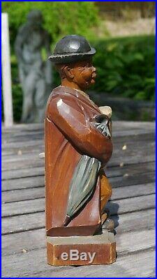 KARL GRIESBAUM Carved Wood WHISTLER MAN Music Box Man Holding BEER Stein