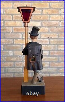 Karl Griesbaum German Antique Carved Wood Whistler Lamp Post Music Automaton Box