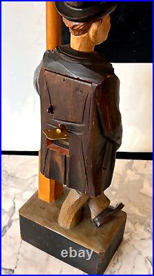 Karl Griesbaum German Antique Carved Wood Whistler Lamp Post Music Automaton Box