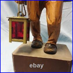 Karl Griesbaum Hand Carved Wood 1930's Hobo withLantern and Bird Key. Art Piece