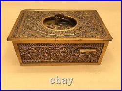 Karl Griesbaum Singing Bird Box Filigree Embellished Gilt Brass Germany repair