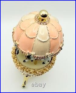 Keren Kopal Carousel Faberge Egg Pink Music Box Wind Up Horses E1300 SOLD OUT