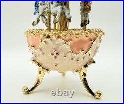 Keren Kopal Carousel Faberge Egg Pink Music Box Wind Up Horses E1300 SOLD OUT