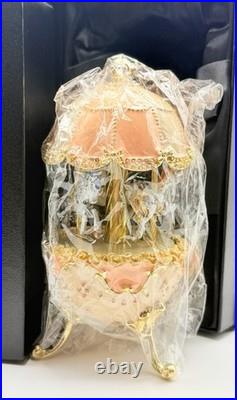 Keren Kopal Carousel Faberge Egg Pink Music Box Wind Up Horses E1300 SOLD OUT