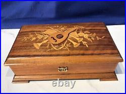 Key Wind SWISS REUGE cylinder music box, Airs Song, Walnut & Glass Case