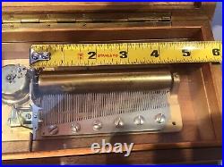 Key Wind SWISS REUGE cylinder music box, Airs Song, Walnut & Glass Case