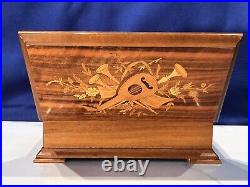 Key Wind SWISS REUGE cylinder music box, Airs Song, Walnut & Glass Case