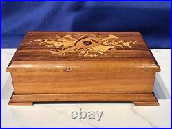 Key Wind SWISS REUGE cylinder music box, Airs Song, Walnut & Glass Case