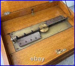 LARGE Antique 19th Century Quarter Sawn Oak Symphonion 17 3/4 Disc Music Box