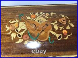 LL95 Vintage Large Swiss Musical Movement Hand Made Brown Music Box Set of 1