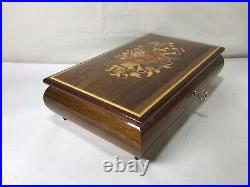 LL95 Vintage Large Swiss Musical Movement Hand Made Brown Music Box Set of 1