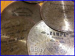 LOT OF 15 PUNCHED TIN MUSIC DISCS, 19 5/8 POLYPHON Schultz Marke With Case