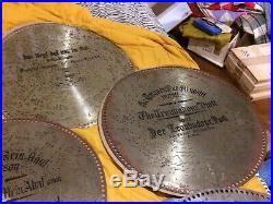 LOT OF 15 PUNCHED TIN MUSIC DISCS, 19 5/8 POLYPHON Schultz Marke With Case