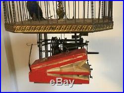 Large 19th c. Antique Karl Wenz Bird Cage Music Box Germany Gilt Brass
