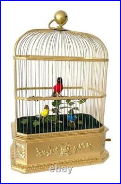 Large 24 Tall Antique 3-bird Cage French Bontems Music Box