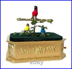 Large 24 Tall Antique 3-bird Cage French Bontems Music Box