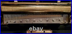 Large Antique Bremond 10 Tune 14 Inch Cylinder Music Box With Bells Restored