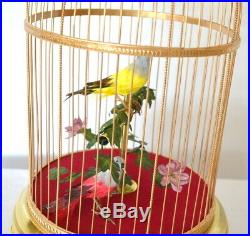 Large Antique French 2 Singing Birds In Cage Music Box Automaton