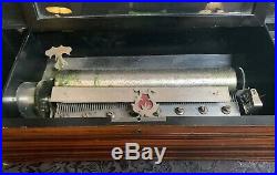 Large Antique French Inlayed Music Box With Key Free Shipping