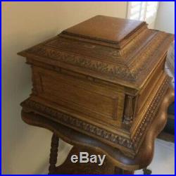 Large Antique Oak 19th Century Victorian Regina 15.5 inch Disc Music Box