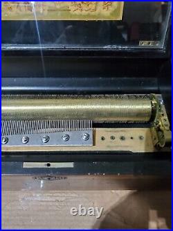 Large Antique Swiss Cylinder Music Box, 8 Songs, 1800s