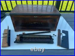 Large Antique Swiss Cylinder Music Box Player Wood Case Parts Box 12 Song 25