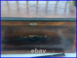 Large Antique Swiss Cylinder Music Box Player Wood Case Parts Box 12 Song 25