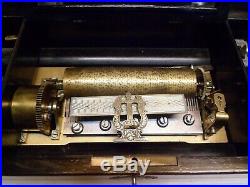 Large Antique Ten 10 Air, 57 Reeds Swiss Music Box Working Condition, Beautiful