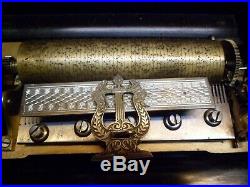 Large Antique Ten 10 Air, 57 Reeds Swiss Music Box Working Condition, Beautiful