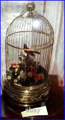 Large Antique singing automaton French Bird Cage Music Box tall 21 Inch