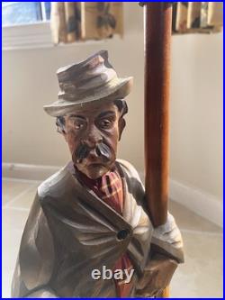 Large Carved German Whistler Black Forest Lamp Post Drunk Karl Griesbaum