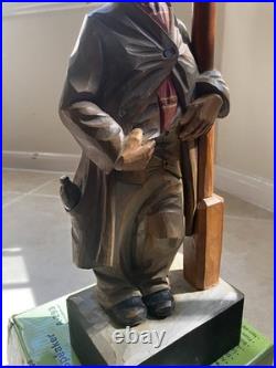 Large Carved German Whistler Black Forest Lamp Post Drunk Karl Griesbaum