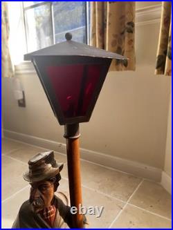 Large Carved German Whistler Black Forest Lamp Post Drunk Karl Griesbaum