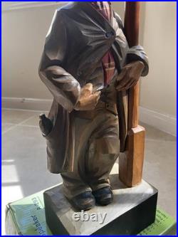 Large Carved German Whistler Black Forest Lamp Post Drunk Karl Griesbaum