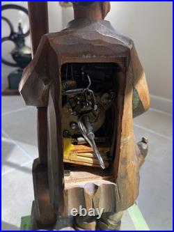 Large Carved German Whistler Black Forest Lamp Post Drunk Karl Griesbaum