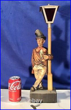 Large Carved German Whistler Black Forest Lamp Post Drunk Karl Griesbaum Works