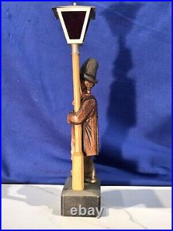 Large Carved German Whistler Black Forest Lamp Post Drunk Karl Griesbaum Works