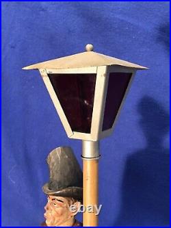 Large Carved German Whistler Black Forest Lamp Post Drunk Karl Griesbaum Works