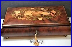 Large Italian BURL Wood REUGE MUSIC BOX Hand Crft Inlay Jewelry Unchained Melody