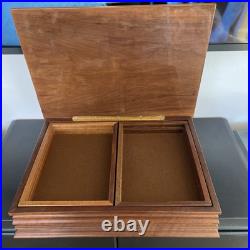 Large Italian burl wood inlay musical jewelry box. Plays La Polonaise Chopin