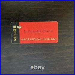 Large Italian burl wood inlay musical jewelry box. Plays La Polonaise Chopin