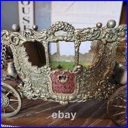 Large Solid Brass Chariot Stagecoach Music Box vintage antique