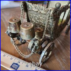 Large Solid Brass Chariot Stagecoach Music Box vintage antique