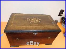 Large Swiss Antique 6 Bells Cylinder Music Box Circa 1880 See Video
