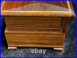 Large Vintage Inlaid Italilan Reuge Footed Jewelry Music Box Godfather Tunes