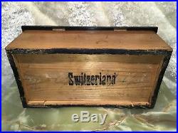 Large Vtg Antique Gorgeous Swiss Cylinder 8 Tune Music Box W Hand Wood Case Work