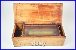 Large antique music box 1863 in case crank, 8 barrel