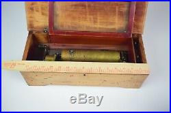 Large antique music box 1863 in case crank, 8 barrel