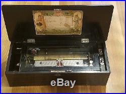 Large rare American 10 song cylinder music box, very ornate Art Deco look